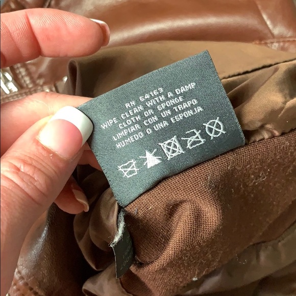 KENNETH COLE Brown Vegan Leather Moto Jacket with Silver Hardware M - Picture 5 of 10